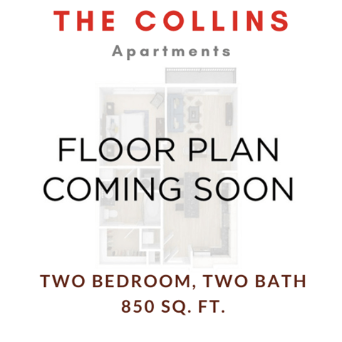 Floor plan for 2 beds, 2 baths, 850 sqft